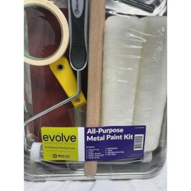 Evolve 10pc. Paint Kit Professional Painting Rollers Metal with Wooden Extension