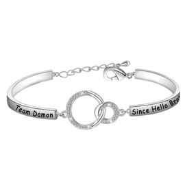 POTIY Vampire Fans Gift Vampire Inspired Jewelry Team Damon Since Hello Brother Bracelet for Women Girls (Silver)