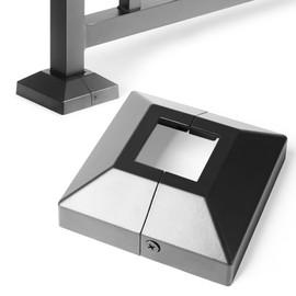 Brukid 1.5" Post Base Cover, Split Type Post Skirt, for Indoor/Outdoor Iron Deck Railing, Stair Post Base Decorative Post Covers Skirt (1Pack-Black)