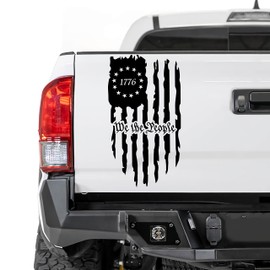 Rzuiytye Black We The People American Flag Truck Decal,Truck Tailgate Vinyl Decal,Car Decal for Men,American Flag for Computer,Truck,Car,Wall(16x9in)