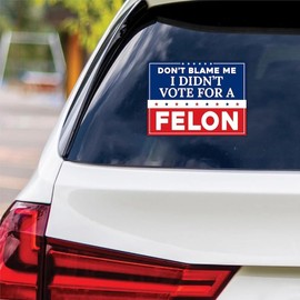 Don't Blame Me I Didn't Vote for A Felon Vinyl Sticker, Resist Hate, Anti-Trump, Resist Racism, Resist Fascism Car Bumper Sticker, VP14004-6" x 4.5"