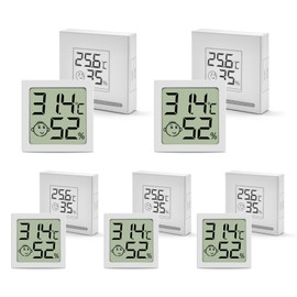 Thermometer Hygrometer Indoor Set, 5 Pieces Mini Digital LCD Humidity Meter Room Thermometer Moisture Meter for Living Room Office Baby Room Greenhouse