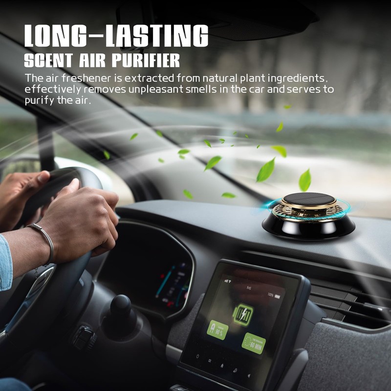 Wuyaoyao Car Air Freshener, Rotating Solar Energy Car Fragrance Diffuser,