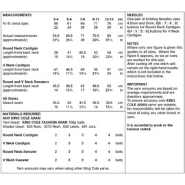 King Cole 5542 Knitting Pattern Childrens Easy Knit Jumpers and Cardigans in Fashion Aran