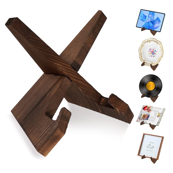 Essovee Cookbook Stand for Kitchen Counter, Rustic Recipe Book Holder,