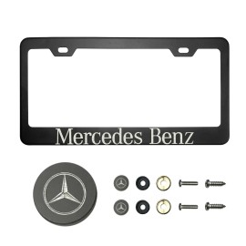 MVP Fit Benz T304 Laser Etching SS Black License Plate Frame w/Maybach logo Cap