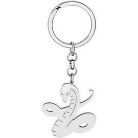 LONYOO Snake Keyring Stainless Steel Python Snake Gifts for Women Girls Handbag Car Keyring, Silver plated 081
