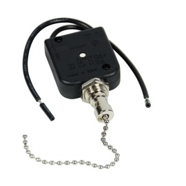 Gardner Bender GSW-35 Electrical All Angle Pull Chain Switch, SPST, ON-OFF, 6 A/125V AC, 6 inch Wire Terminal,Nickel / Black