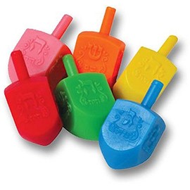 Hanukkah Dreidels, 100 Piece, Multi Colored Traditional Plastic Dreidels. Great for Chanukah, Temple, Jewish School, Party