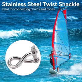 HERCHR Grillete de Ancla Torcido para Barco, Grillete Giratorio de Acero Inoxidable 316 de 5/16 "(8 mm), Grilletes de Alta Resistencia para Horquilla retorcida Marina Accesorios de Aparejo de Ancla