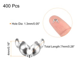 sourcing map 400Pcs Open Bead Tips Knot Covers, 1.3mm Metal Clamshell Crimp Fold-Over Calotte Ends Caps for Jewelry Making DIY Crafts, Grey