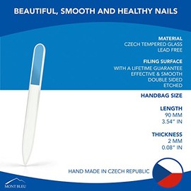 Mont Bleu Lima de Uñas de Cristal de Alta Calidad - Templado Checo - Hecho a Mano en la República Checa - La Mejor para Uñas Naturales