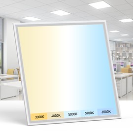 AIKVSXER 2 Pack 2x2 LED Flat Panel Light - Selectable 5 CCT 3000K-6500K & 5 Wattage 30-50W 5500Lm 0-10V Dimmable 2x2 led Drop Ceiling Lights 120-277V for Commercial and Home