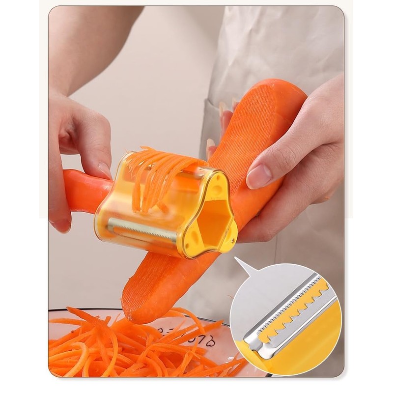 3-in-1 Vegetable Peeler,Three Kinds of Blades,Wire Removal, Peeling and Sawtooth