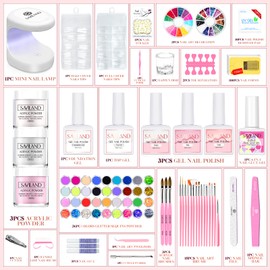 Saviland Acrylic Nail Kit with U V Light - Professional Nail Kit Acrylic Set with Everything for Beginners 36 Glitter Acrylic Powder and Gel Nail Polish Acrylic False Nail Kits Home DIY Nail Art