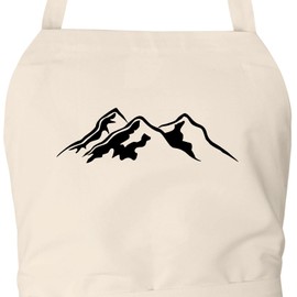 Huuraa Apron Mountain Silhouette Mountain Unisex Apron Size with Motif for All Mountain Athletes Gift Idea for Friends and Family, natural