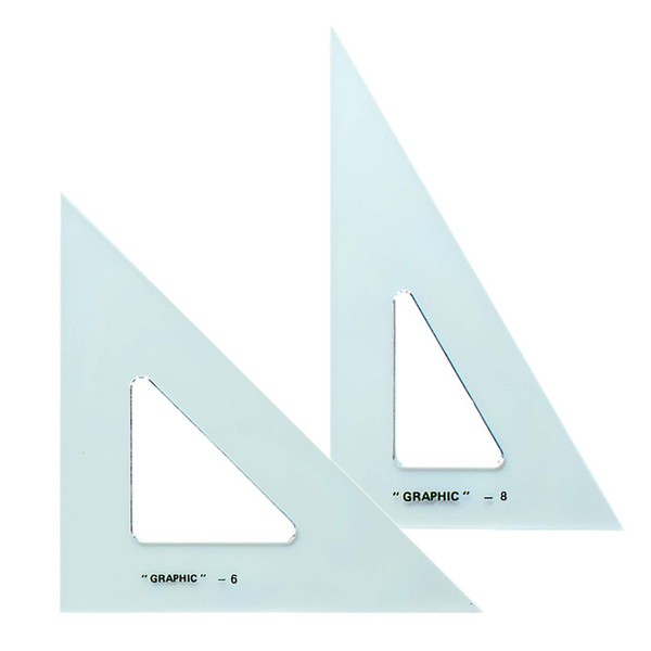 ALVIN - Transparent Triangle Set, Economical Drafting Tool, Multipurpose for Design, Engineering, and Architecture, Great for Machining and Woodworking - Set of 2 - 6" and 8" Triangles