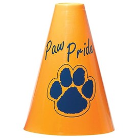 Anderson's, Yellow and Blue Paw Megaphones, 7 Inches, Set of 50, School Colors, School Mascot, Fan Gear, Noisemakers, Cheerleader Accessories, Team Spirit