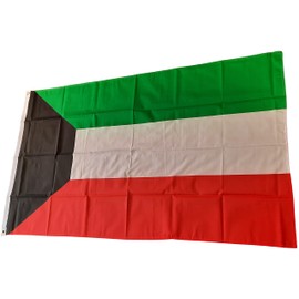 NWFlags Kuwait Flag 5ft x 3ft 75d Premium Polyester Suitable For Flagpoles | Strong Polyester 5x3 foot material flag with Eyelets