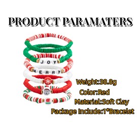 QKEOISUD Soft Clay Bead Christmas Bracelets,Layering Colorful Stackable Stretch Summer Beach Jewelry Bracelet for Women Girls Party Supplies