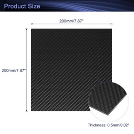 QUARKZMAN 3K Carbon Fibre Plate Panel Sheets, 200 x 200 x 0.5 mm Carbon Fibre Board Plate Flexible for RC Aircraft, Model Car, Car Parts (Twill Mat)
