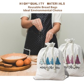 Pink Christmas Bread Bags for Homemade Bread 2Pcs,Pink Christmas Tree Decorations for Kitchen Sourdough Bread Baking Supplies Storage,Kitchen Reusable Linen Bread Boxes Pink Christmas Gifts for Women 15.5*11.8