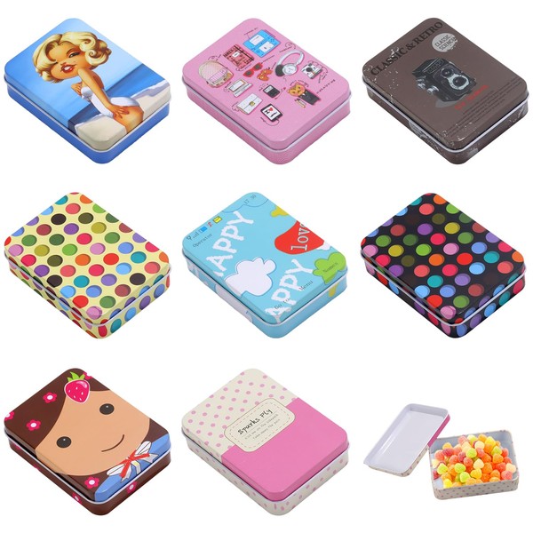 Prmape Pack of 8 Metal Tins with Lids, 90 x