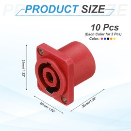 sourcing map 10pcs 4 Pole Speaker Jack Twist Lock, NL4 Connector 1 Inch XLR Speaker Female Panel Mount Audio Microphone Plug Socket for NL4 Series, Mixed colors