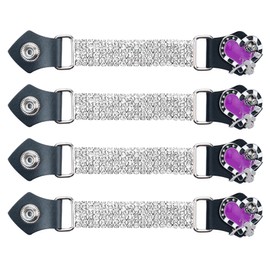 Dream Apparel 4PCS Bling Crystal Motorcycle Vest Extenders for Women Biker with Faux Leather Ends and Rhinestone Chains