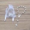 Baptism Favors (24PCS) Mini Rosaries simulated pearl Beads with Sivler