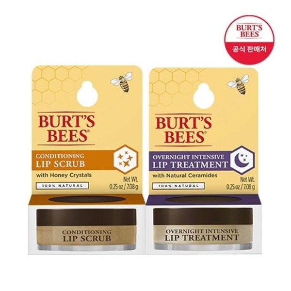 Burts Bee Conditioning Lip Scrub 7G Honey+Overnight Intensive Lip Treatment
