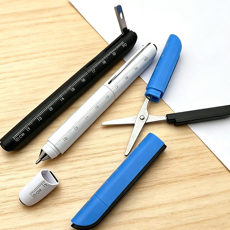 Four in One Multifunctional Creative Ballpoint Pen with Folding Scissors,