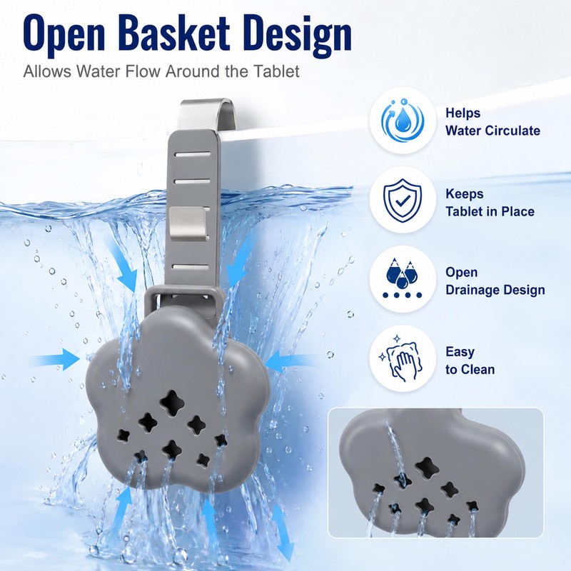 Toilet Tank Tablet Holder, Toilet Bowl Tablet Holder with Adjustable