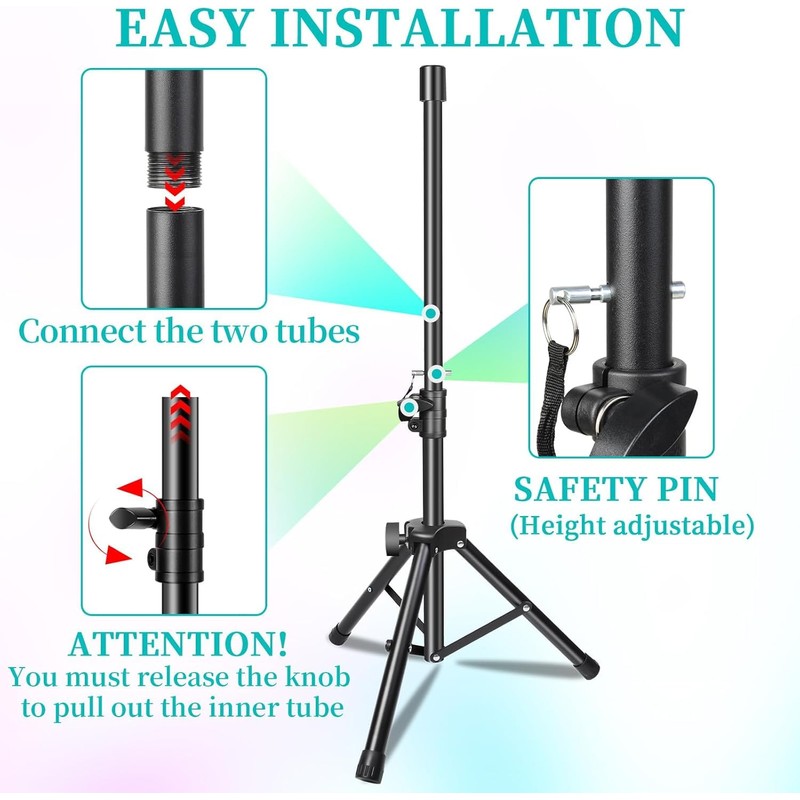 GZGDLJQ Heavy Duty Speaker Stands Pair LED Multi Colors, DJ