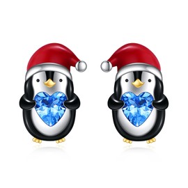 URONE Penguin Earrings 925 Sterling Silver Penguin Earrings Studs Animal Jewelry Gifts for Women