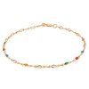 Barzel 18K Gold Plated Gold and Multi Color Crystal Baguette