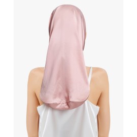 LILYSILK Silk Sleep Cap 100% Mulberry Silk 19 Momme Long Silk Bonnet for Curly Hair, Night Cap for Sleeping, Silk Hair Wrap for Women Rosy Pink