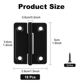 GBACHOOSE 18 Pcs Black Hinges, 2 Inch/50mm Small Hinges for Wood with 72 Screws, Door Hinges for Furniture Hardware Cabinet Closet Door Wood Box