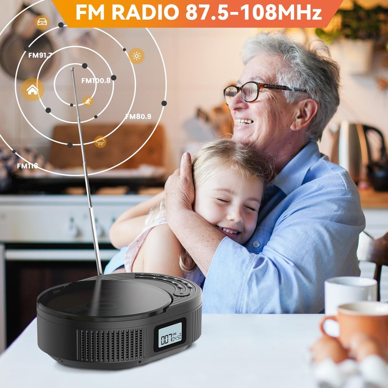 MONODEAL Portable CD Player Boombox with 2 * 3W Speakers,