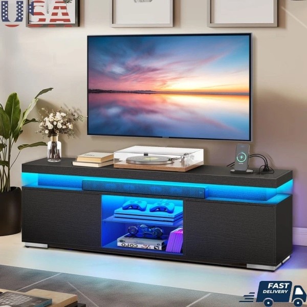 Unbranded LED TV Stand W/ Power Outlets Storage Gaming Console