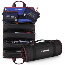 WORKPRO Tool Bag, Tool Roll Bag, Tool Bag, Tool Holder, Tool Pouch, High Durability, 6 Storage Pockets, Multi-Purpose, Car, Home, Carpenter, Tool Storage Bag, Blue