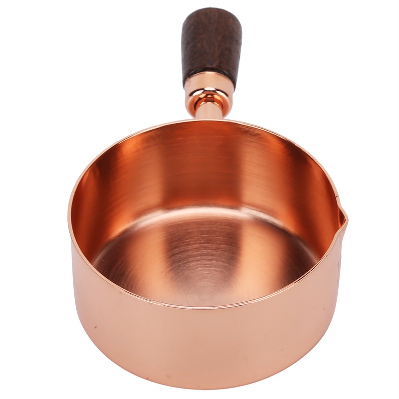 Sauce Pan Wooden Handle Rose Gold Stainless Steel Sauce Pot