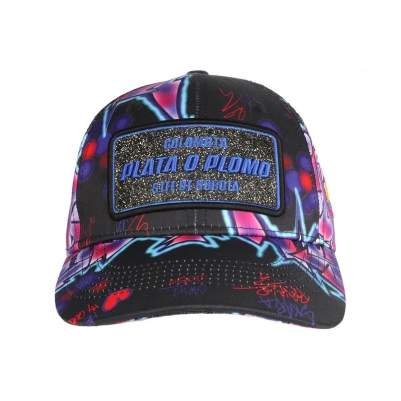 Plata O Lead Blue and Pink Rhinestone Columbia Baseball Cap