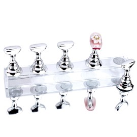 FineGood Nail Tip Stand Magnetic Nail Tip Pedestal Tip Stand Nail Tip Stand Acrylic Manicure Tools Pedestal Clear (Silver 1 Pack)
