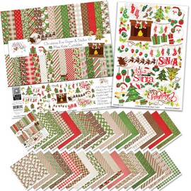 Miss Kate Cuttables Paper & Sticker Kit - Christmas Eve - 17 Double-Sided 12x12 Papers with 33 Designs & 1 8X12 Sticker Sheet - Scrapbooking Card Making Crafting