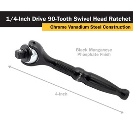 Titan 11313 1/4-Inch Drive x 4-Inch Micro 90-Tooth Swivel Head Ratchet