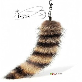 Unbranded Fluffy Therian Raccoon Tail Keychain - Soft Raccoon Fur, Durable, Perfect for Co