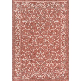 JONATHAN Y SMB106B-4 Charleston Vintage Filigree Textured Weave Indoor/Outdoor Red/Beige 4 ft. x 6 ft. Area-Rug, Classic,Easy-Cleaning,HighTraffic,LivingRoom,Backyard, Non Shedding