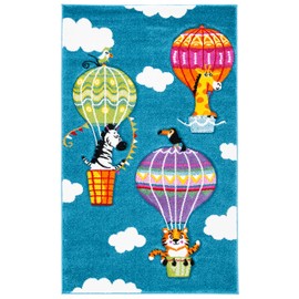 Safavieh Carousel Kids Collection Accent Rug - 4' x 6', Blue & Green, Non-Shedding & Easy Care, Ideal for High Traffic Areas for Boys & Girls in Playroom, Nursery, Bedroom (CRK118M)