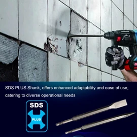 Phyxlyn 24-Inch SDS Plus Chisel Set, 3/4 Inch Flat Chisel and Point Chisel with Sds Plus Shank Ideal for Concrete Demolition, Tile Removal Chisel Tool for SDS Plus Hammer Drill Attachment
